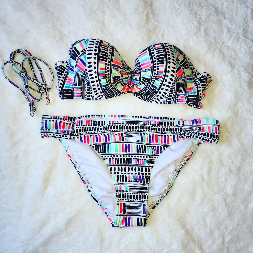 2-Piece Swimsuit- Neon Pattern- Size Small